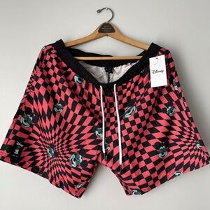 NEFF DISNEY MICKEY MOUSE BLACK RED CHECKERED SWIM BOARD SHORTS Men's LARGE NWT